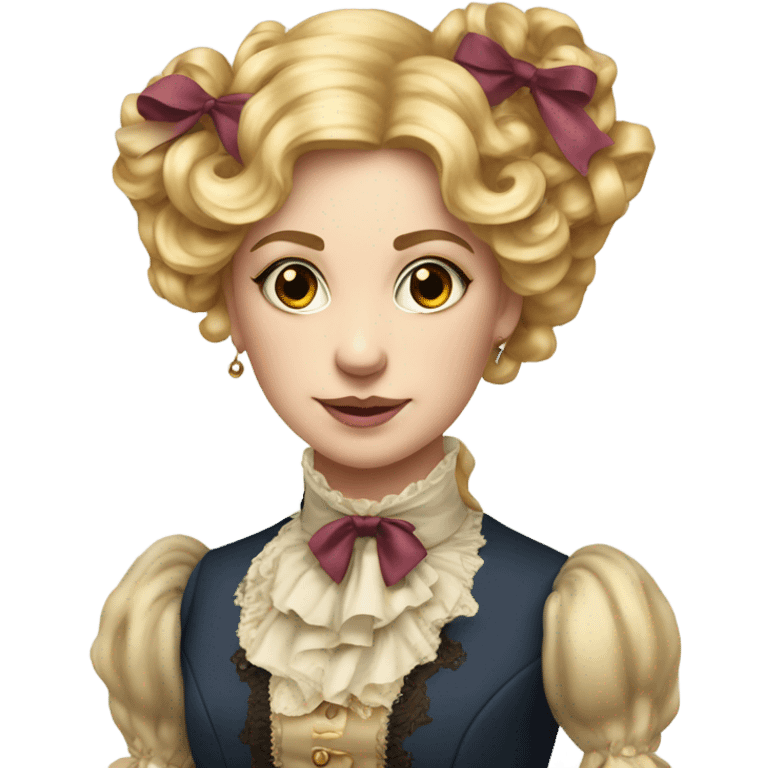 Wealthy Victorian girl with blonde sausage curls with ribbons very detailed and realistic emoji