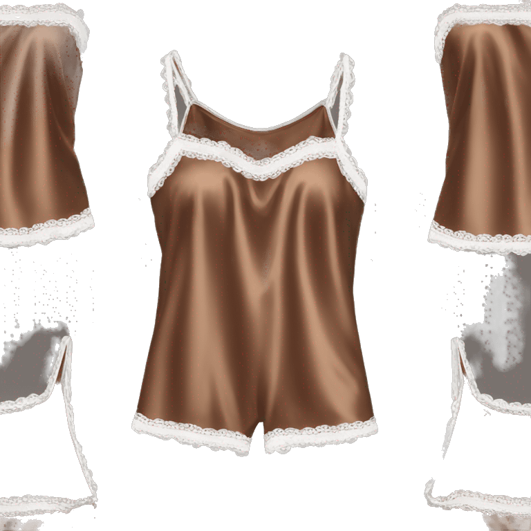 brown satin camisole pajama white pipping emoji