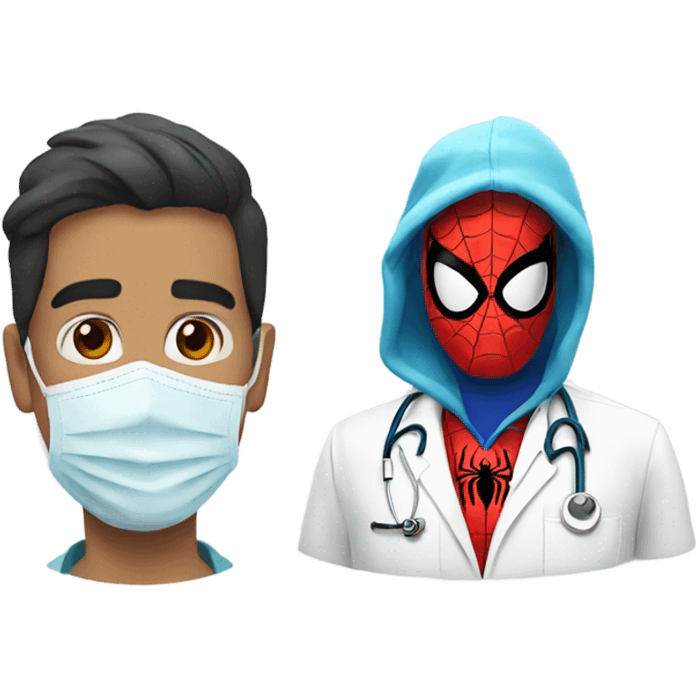 Doc whit mask of spiderman emoji