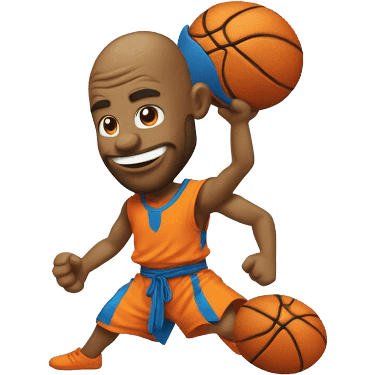 A blue and orange basketball God! emoji