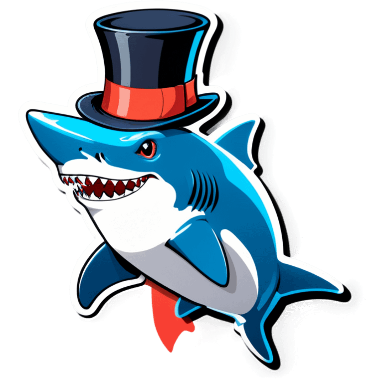 Shark with a top hat emoji