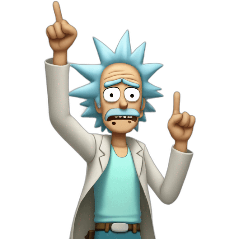 rick sanchez showing three fingers emoji