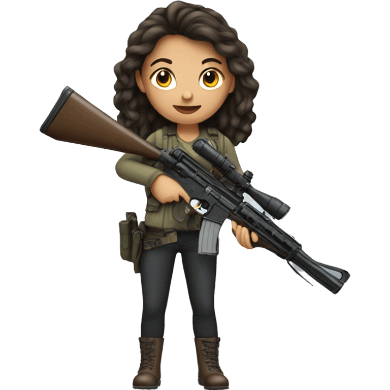 Brunette girl with rifle emoji