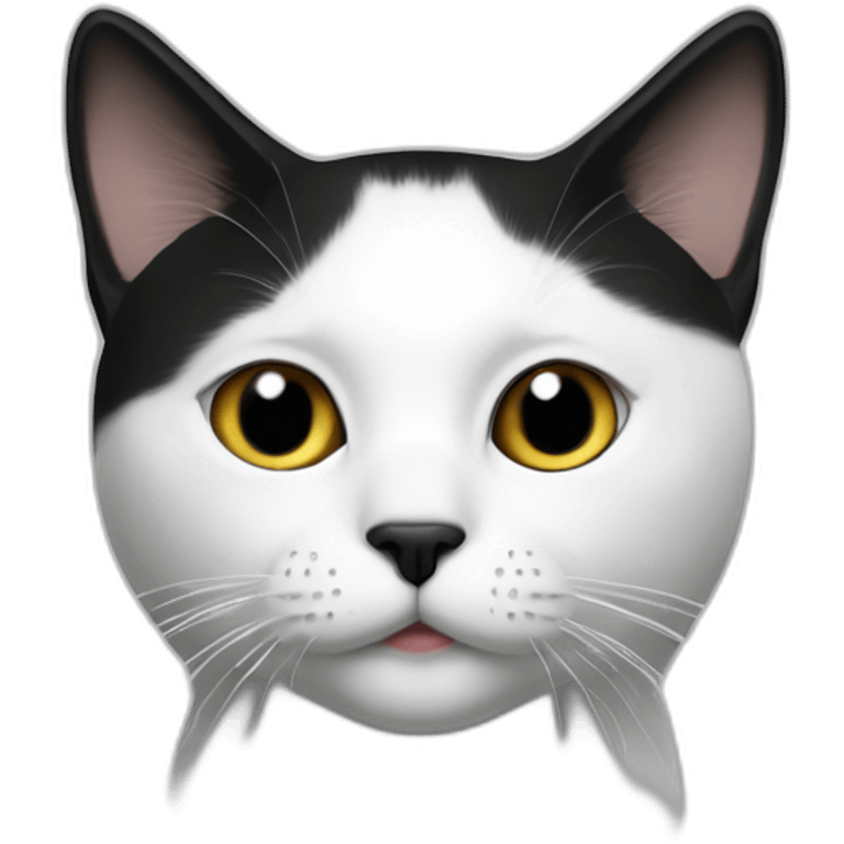 Black and white cat with black dot on nose emoji