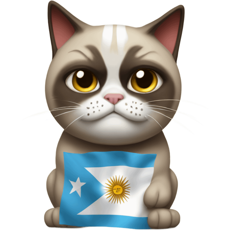 Grumpy cat with Argentinian flag and Yerba matte emoji