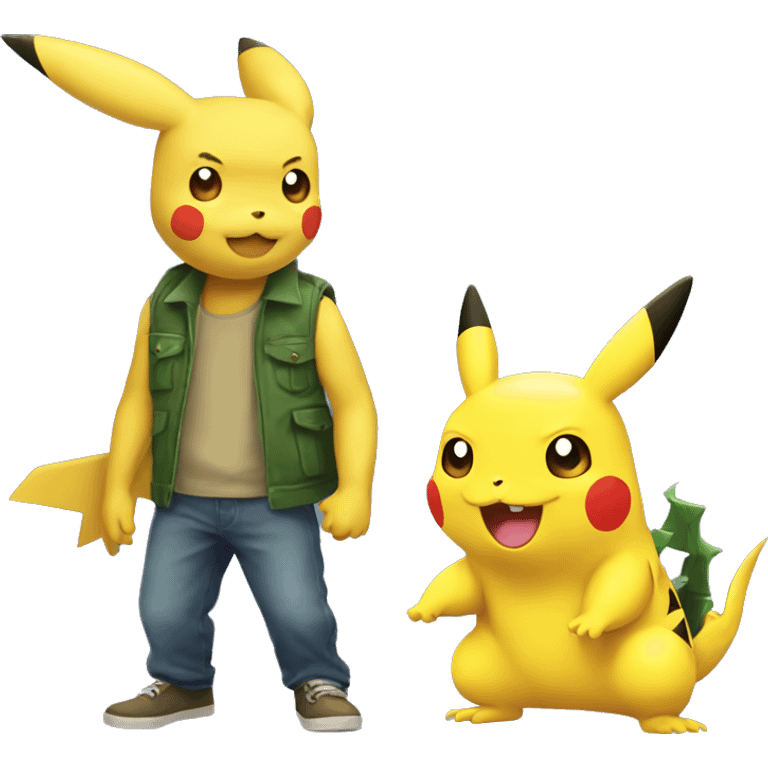 Pikachu and crocodile  emoji