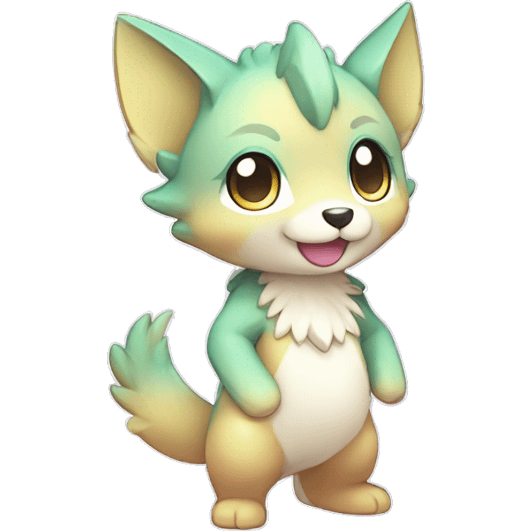 Cute Kawaii Chibi Anthro Sona Pretty Shiny Colorful Sparkly Fakemon Full Body emoji