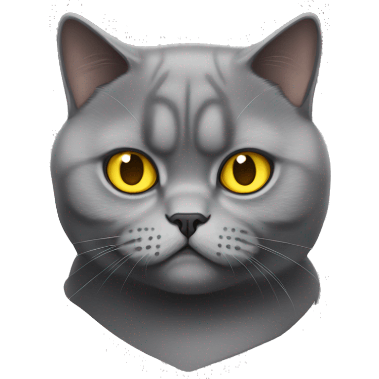 British shorthair looking mad with yellow eyes emoji