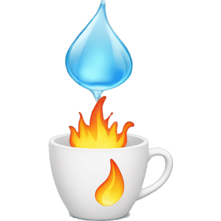 Cup of water puts out fire emoji