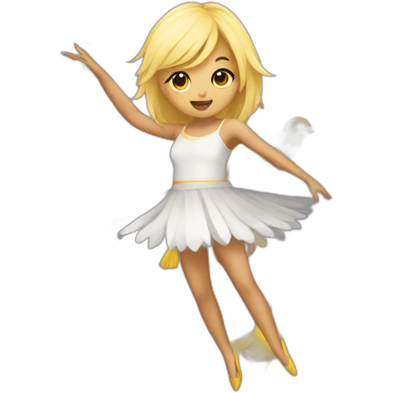 blonde girl dancing in a bird costume emoji