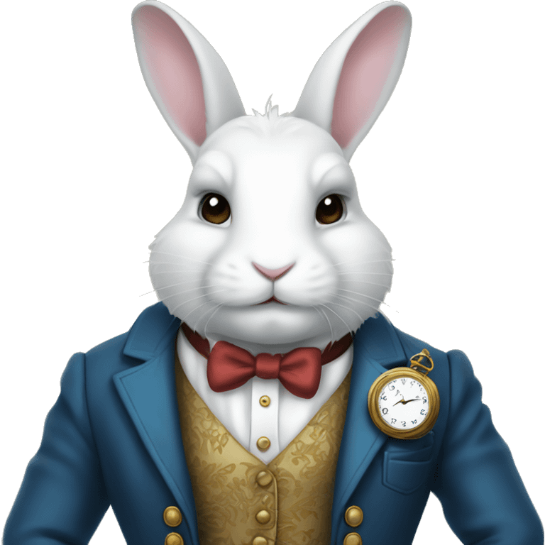 White rabbit in a waistcoat with a pocket watch  emoji