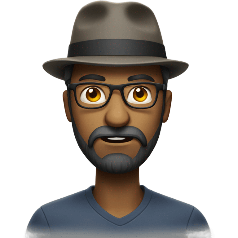 Guy, beard, wearing a hat, glasses, being angry emoji