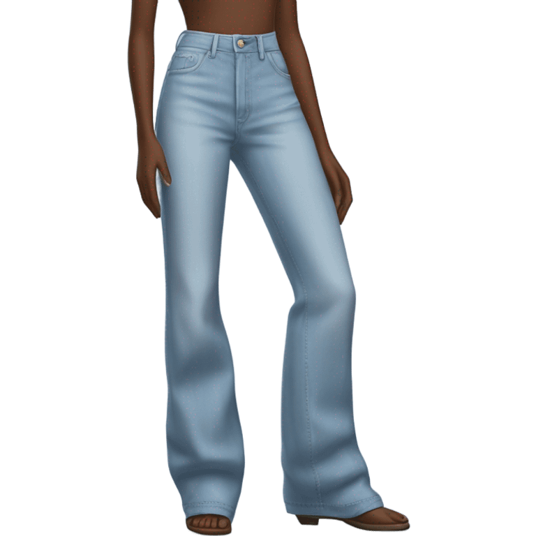 Realistic Wide Long leg high waisted light blue jeans, isolated emoji