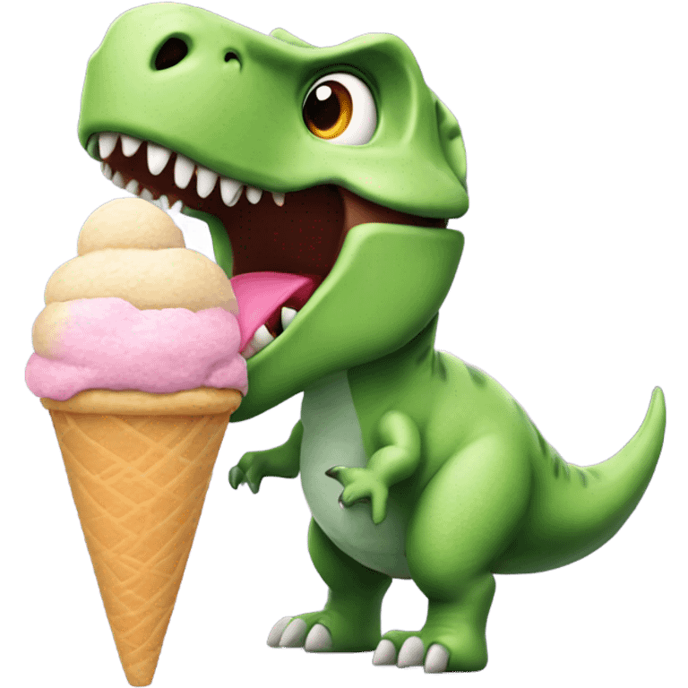 a dinosaur eating an ice cream emoji