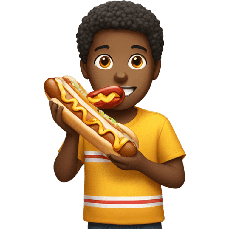 a kid eating a hotdog emoji