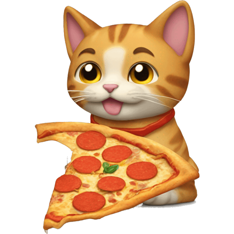 Gato comiendo pizza emoji