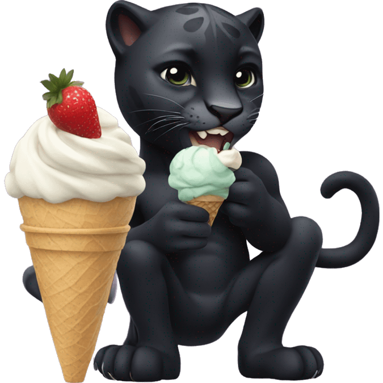 Black panther eating ice cream  emoji