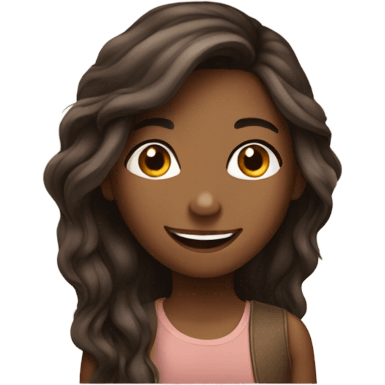 smiling brown girl with long hair emoji