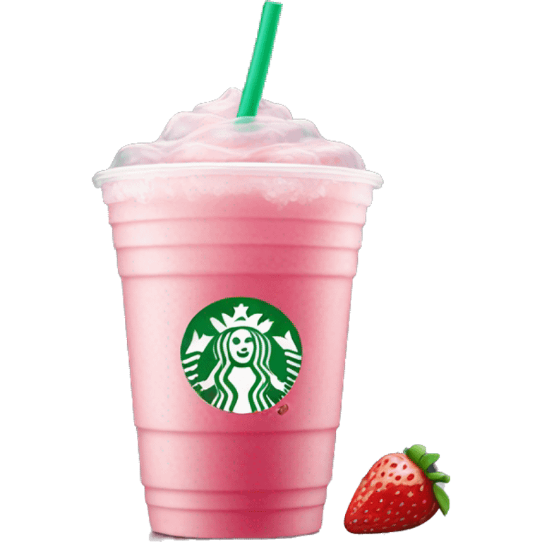 pink starbucks drink with strawberries and ice emoji