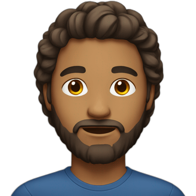 brown guy with beard long hair attached above his head emoji