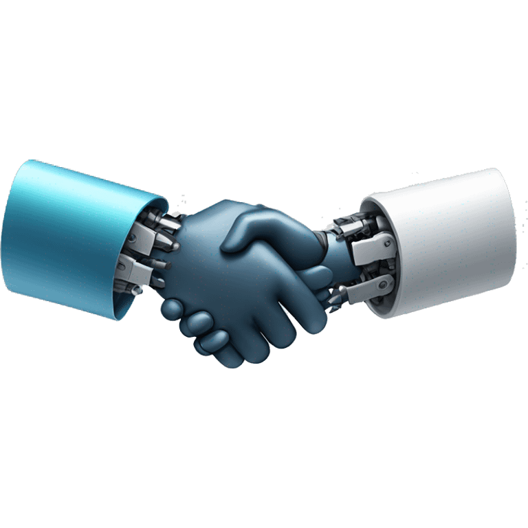 handshake with robot emoji