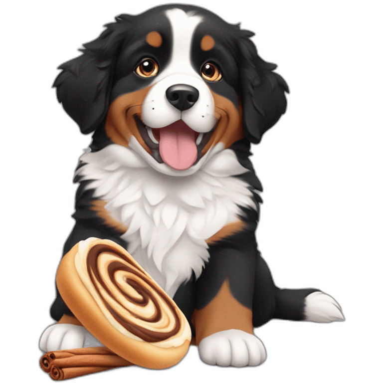 bernese mountain dog puppy eating cinnamon roll emoji