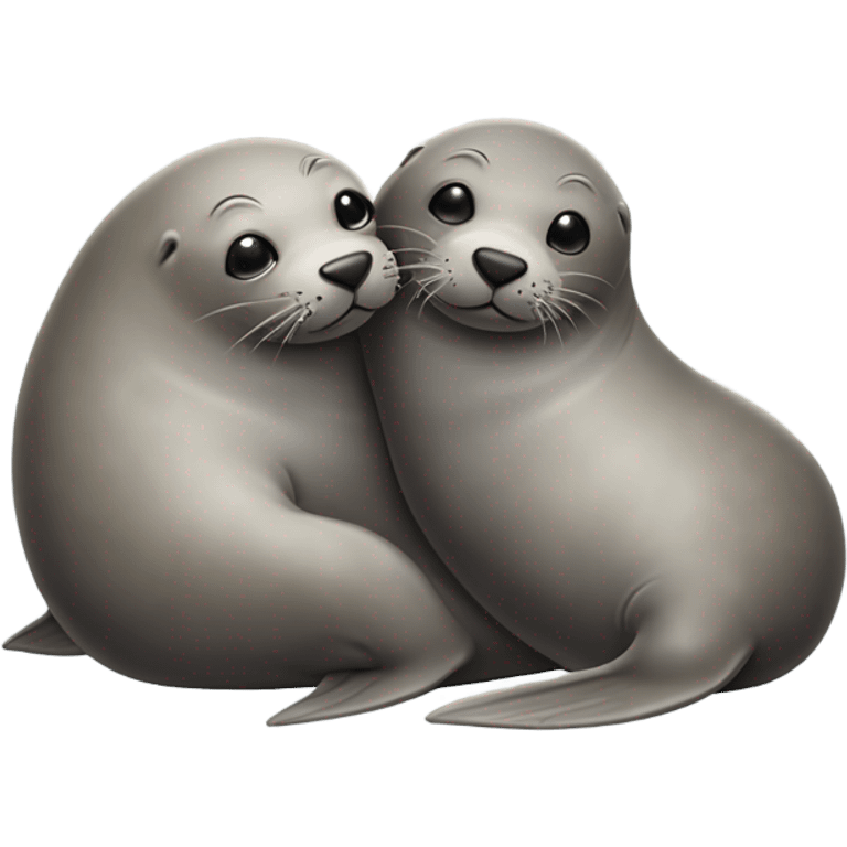 two seals hugging emoji