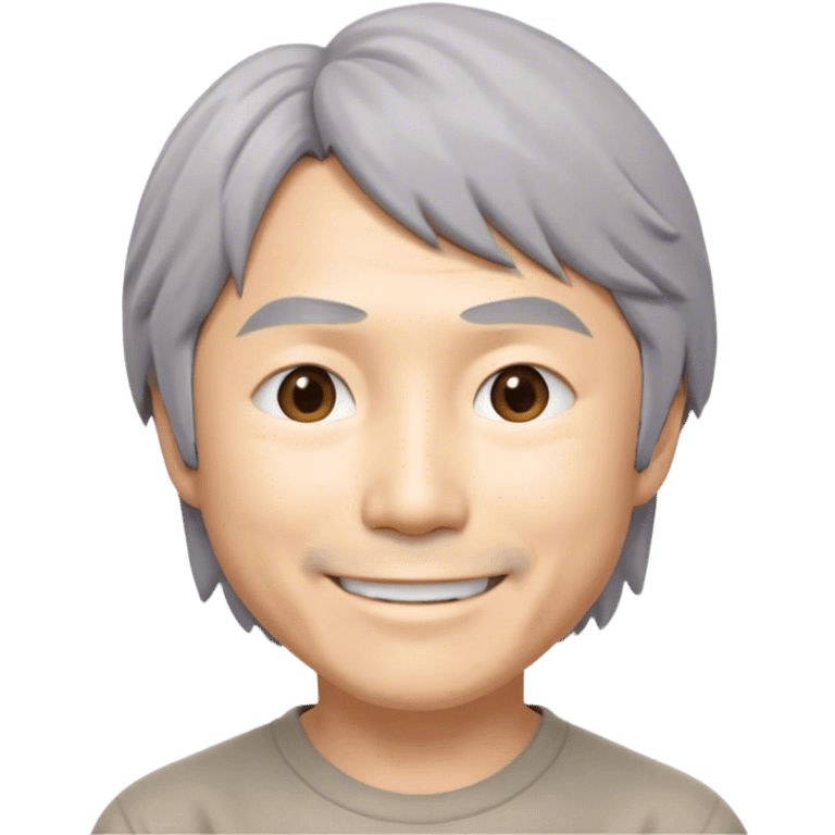 ​Cinematic Realistic Portrait of a Smiling Shigeru Miyamoto, depicted with warm, approachable features, gentle grey-tinted hair, and kind, expressive eyes, set against a subtle backdrop hinting at iconic video game imagery, rendered with lifelike textures and soft, inviting lighting that captures his innovative spirit, emoji