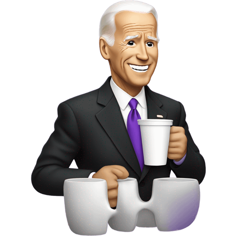 biden with purple drink in white cup emoji