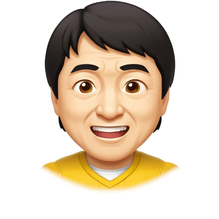 Cinematic Realistic Jackie Chan Pop Culture Emoji, depicted with playful agility and charismatic charm rendered with lifelike textures and vibrant, action‚Äêpacked lighting. emoji