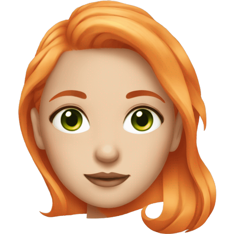 girl with orange hair and green eyes doing skincare emoji