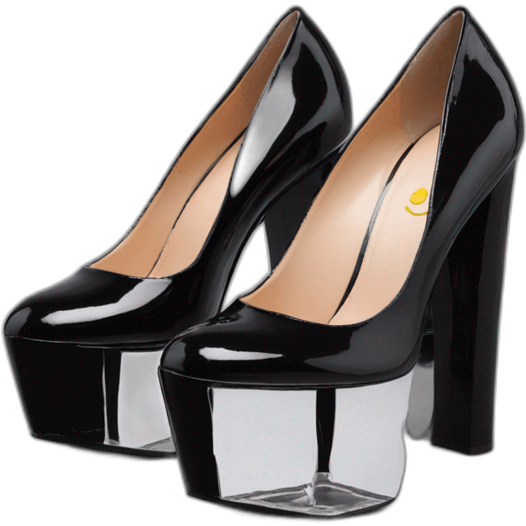 One view back Black Patent Leather Daffodile Platform Heels emoji