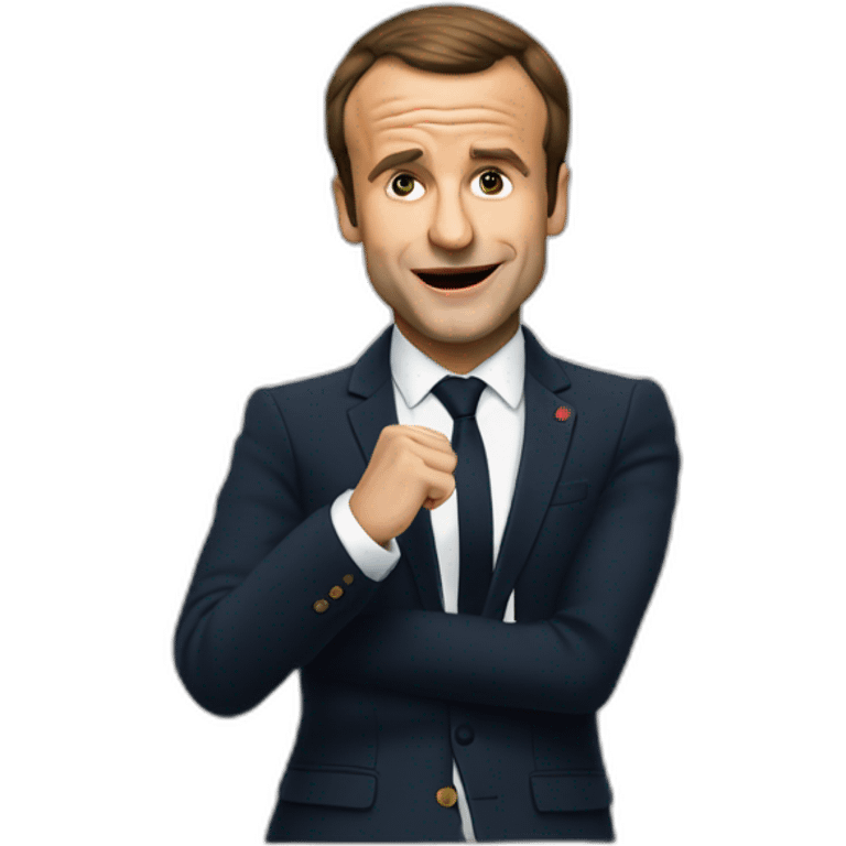 Macron faisant un dab emoji