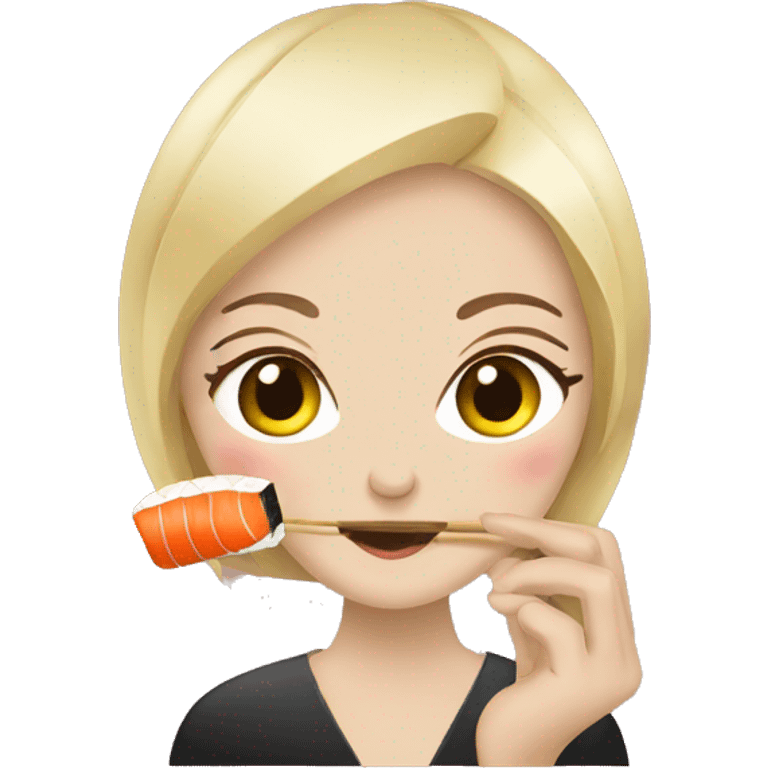 Woman eating sushi emoji