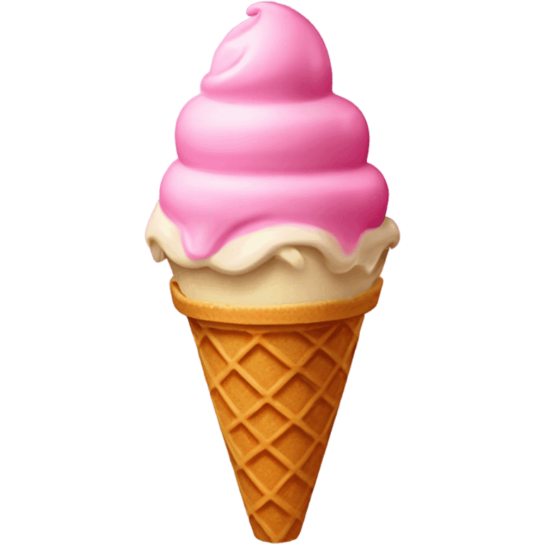  Regular Pink ice cream in a waffle cone  emoji