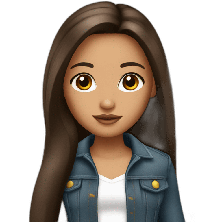 Bratz with a long straight brown hair and brown eyes  emoji