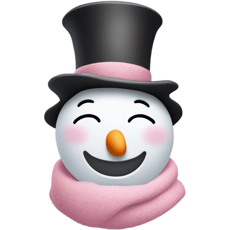 Cute white and light pink snowman emoji