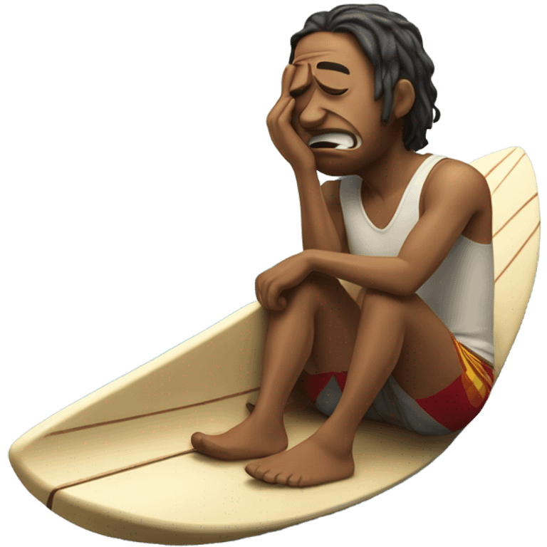 Crying surfer on a boat emoji