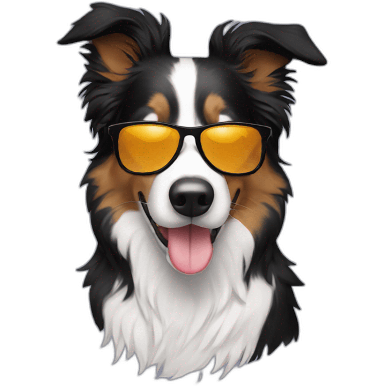 Border collie with sunglasses emoji