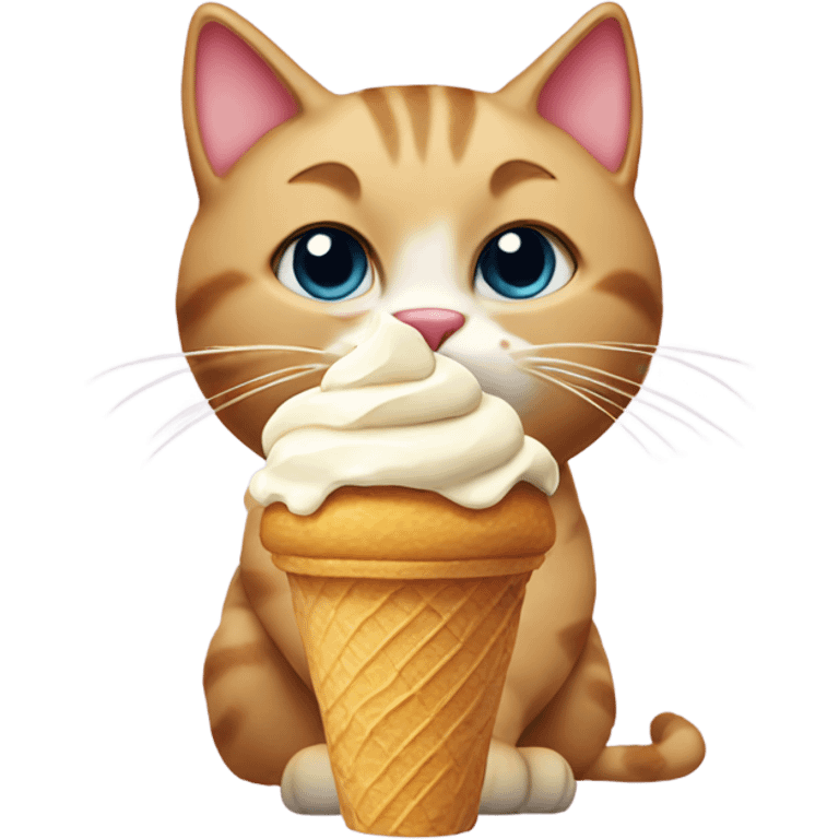 Cat eating icecream emoji