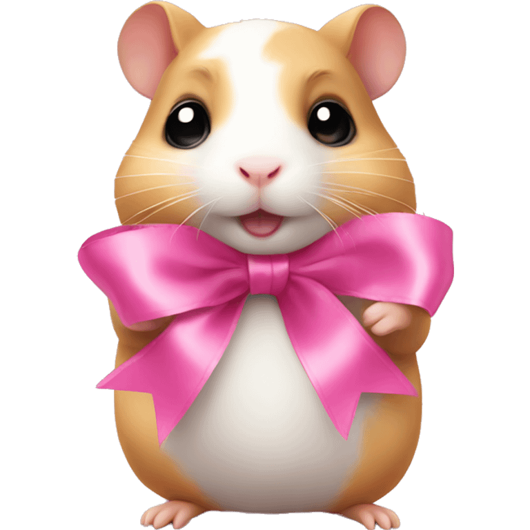 cute hamster with pink ribbon emoji