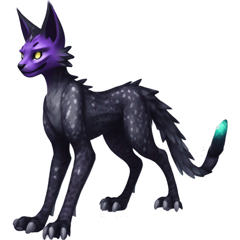 Epic Edgy Black White Purple eldritch Sergal-shiny sparkle starry Serval-Fionbri full body emoji