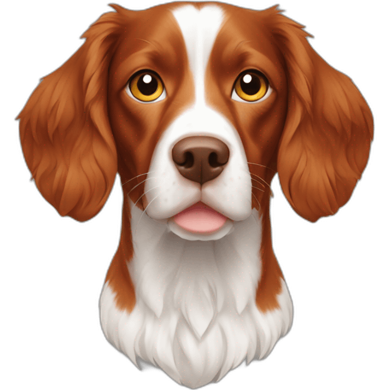 Brittany Spaniel head, fox red emoji