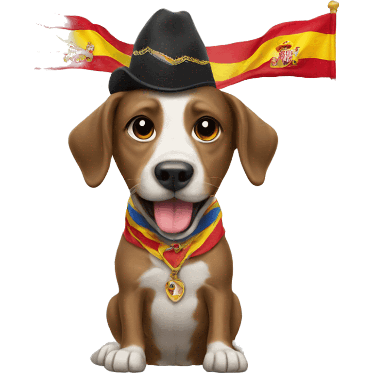 Dog with spanish bandiers emoji