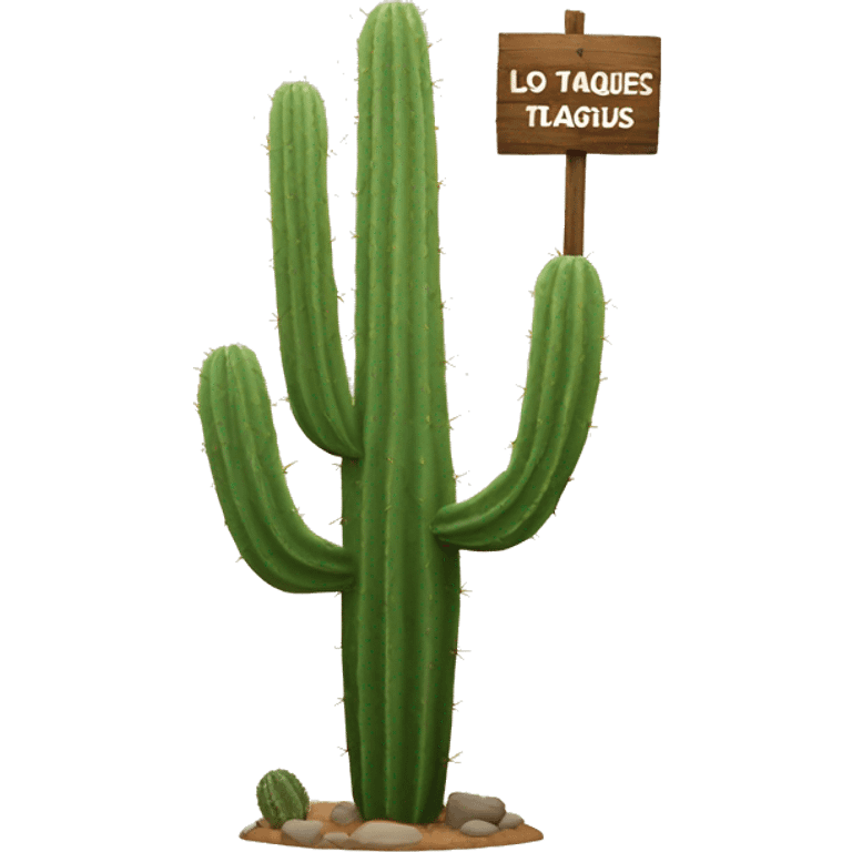 Cactus with sign that says “Los Taques” emoji