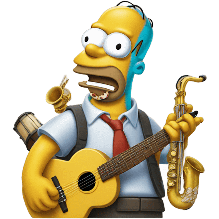 Homer Simpson with a monkey playing instruments inside his brain emoji