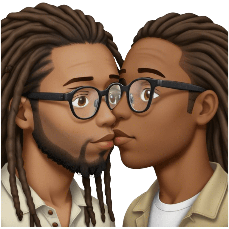 black guy with dreads and glasses kissing filipino emoji