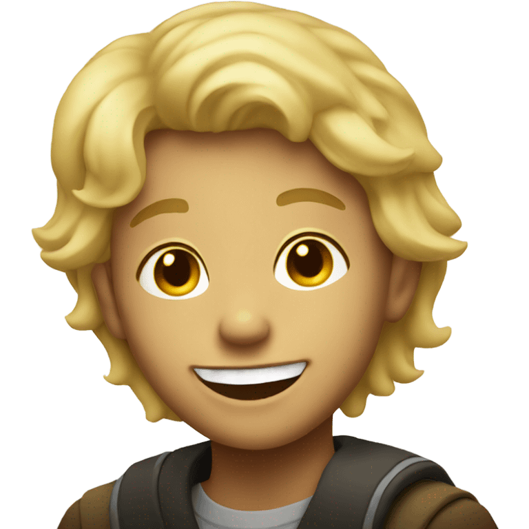 blonde boy smiling in shadows emoji