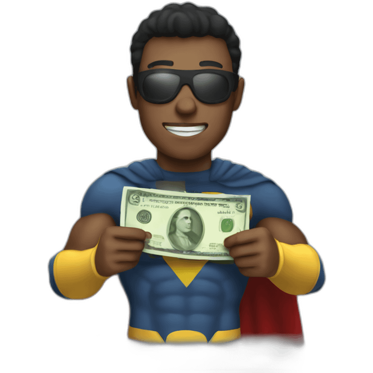 human as a superhero holding a € bill emoji