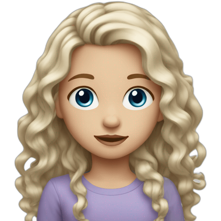 white little girl blue eyes long wavy hair emoji